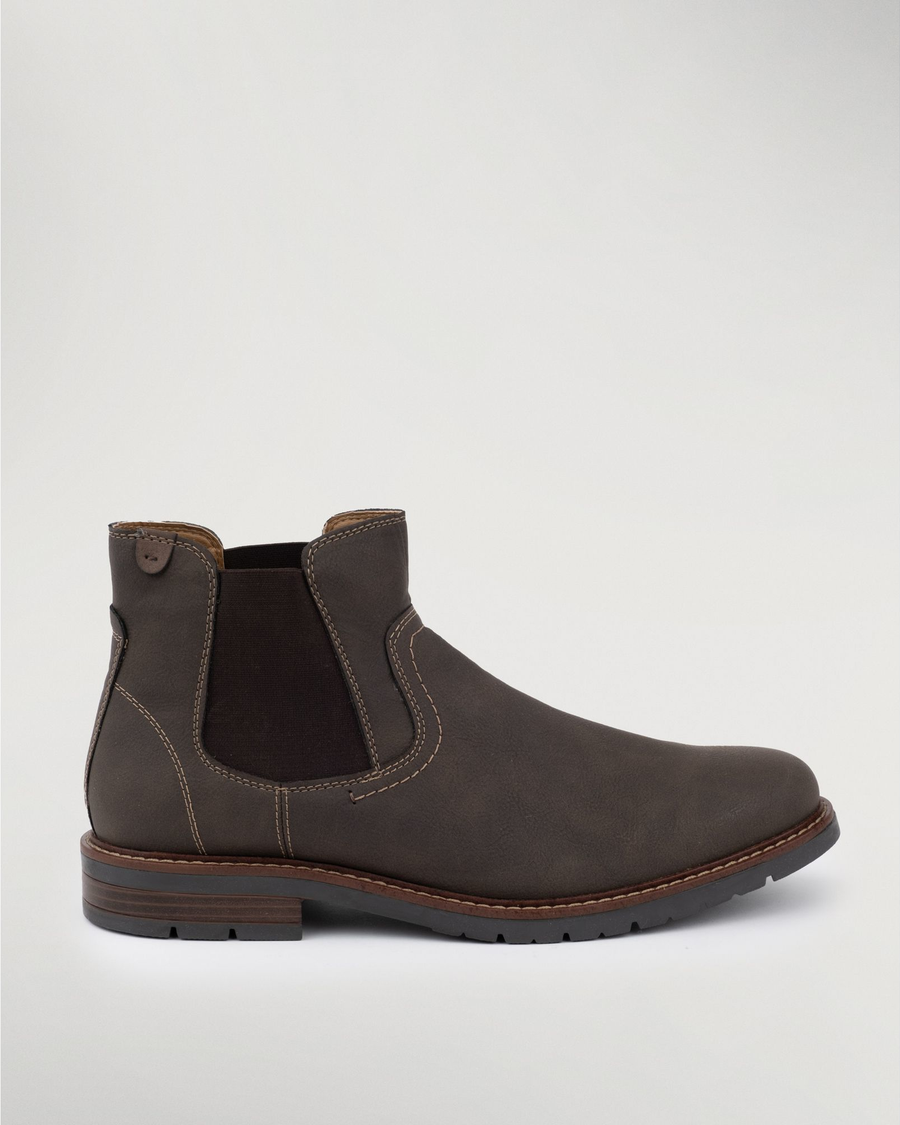 View of  Dark Brown Ransom Chelsea Boots.