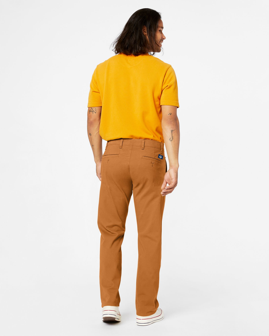 Back view of model wearing Dark Ginger Ultimate Chinos, Straight Fit.