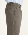 View of model wearing Dark Pebble Easy Khakis, Pleated, Classic Fit (Big and Tall).