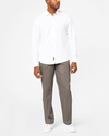 Front view of model wearing Dark Pebble Signature Khakis, Pleated, Classic Fit.