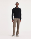 Front view of model wearing Dark Pebble Workday Khakis, Classic Fit (Big and Tall).