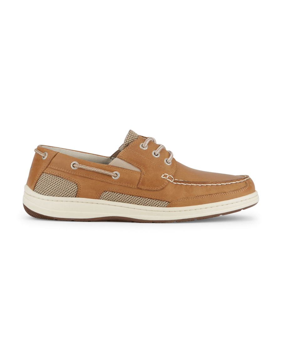 View of  Dark Tan Beacon Boat Shoes.