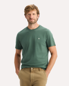 View of model wearing Duck Green Crewneck Tee, Slim Fit.
