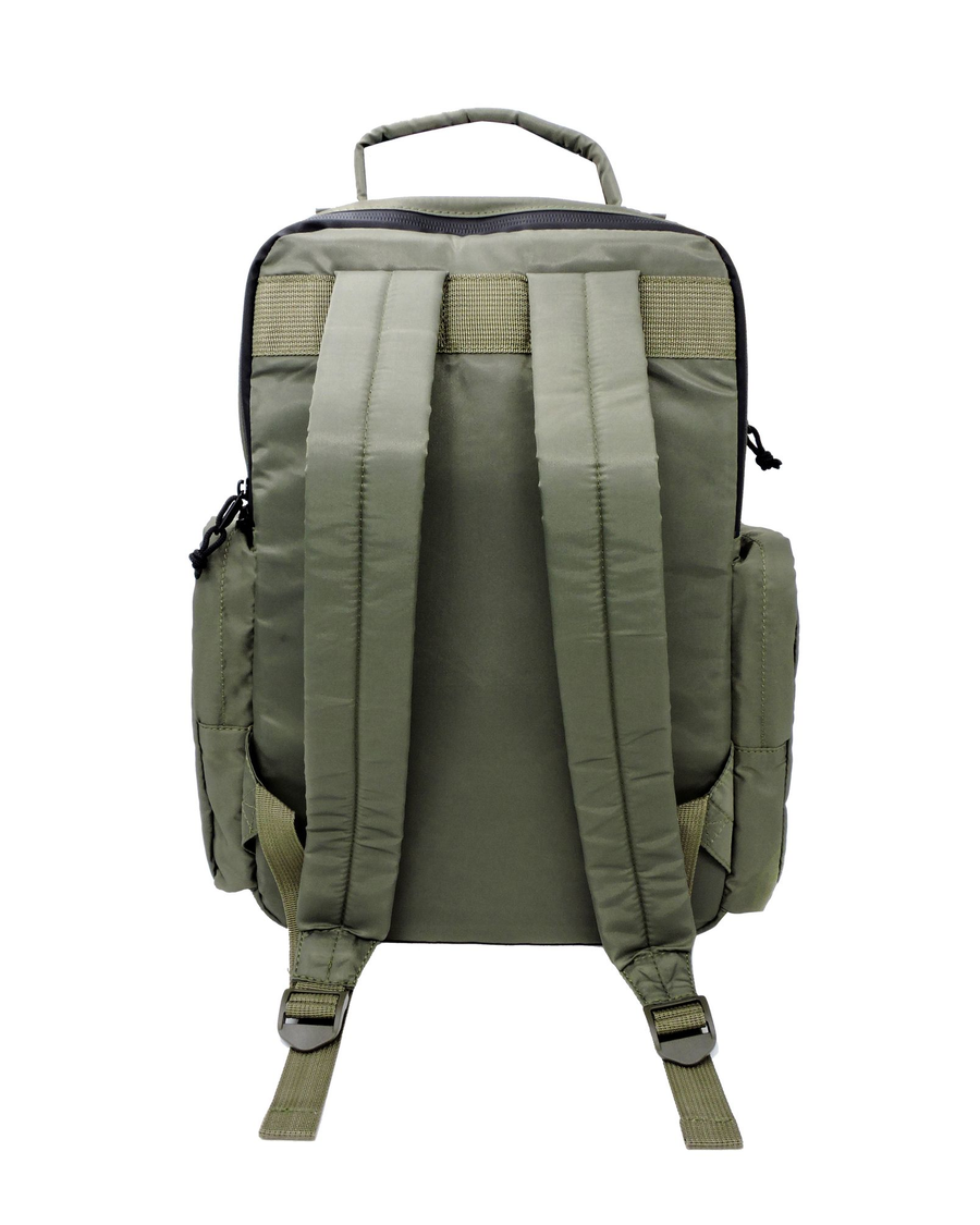 Back view of model wearing Duffle Bag Classic Backpack.