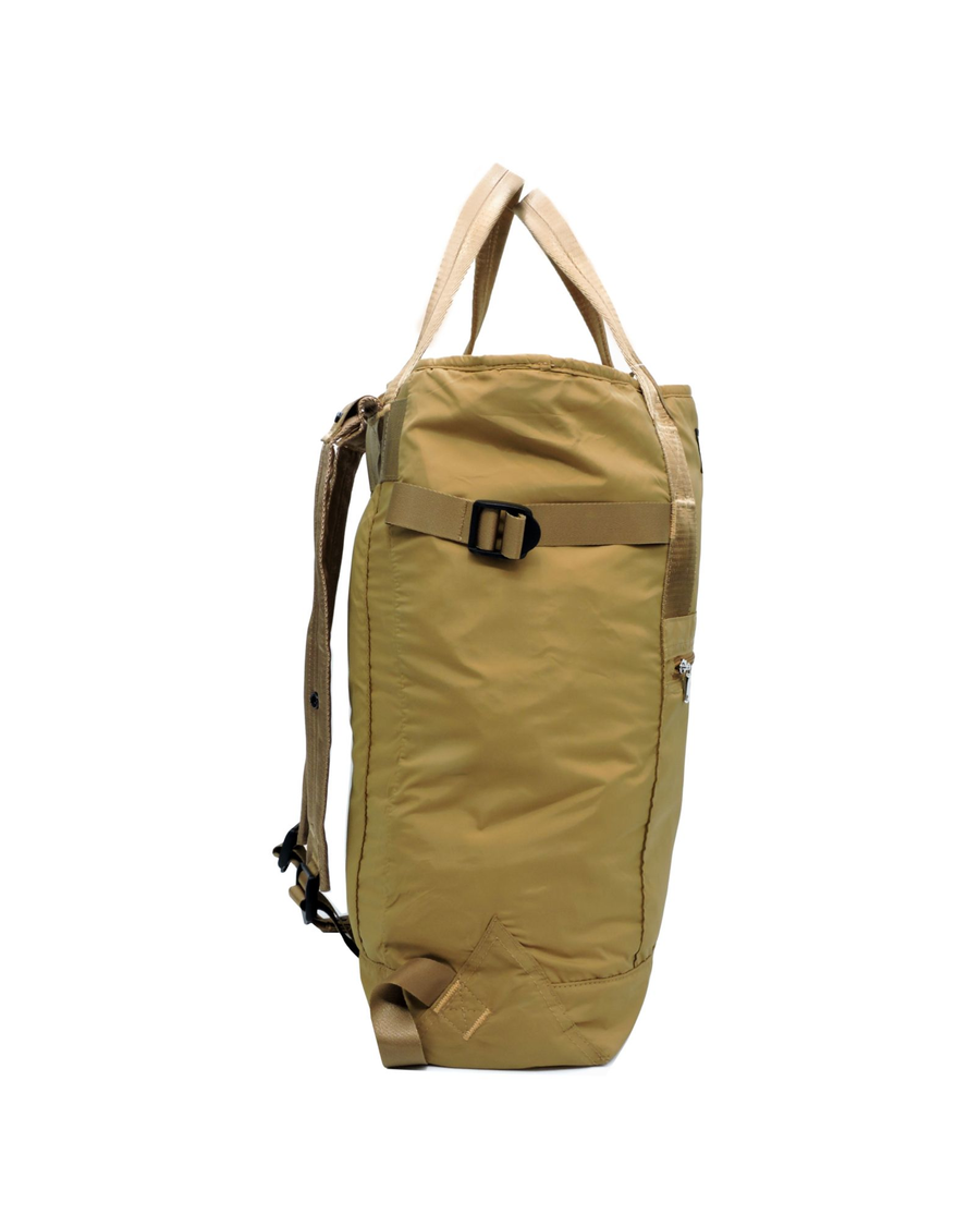 View of model wearing Duffle Bag Packable Backpack.