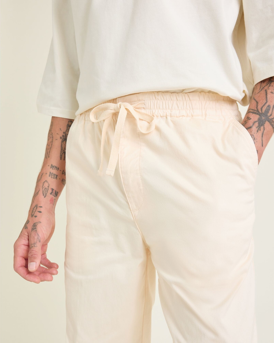 View of model wearing Ecru Dandois x Dockers® Pull On Pant.