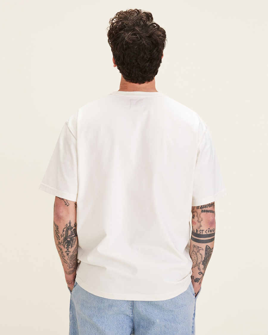 Back view of model wearing Egret Dandois x Dockers® Relaxed Tee.