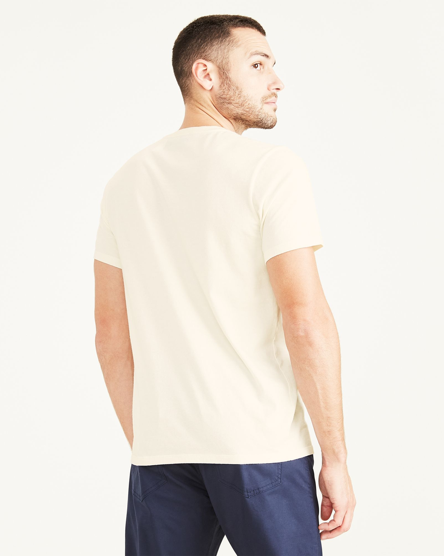 Back view of model wearing Egret Graphic Tee, Slim Fit.