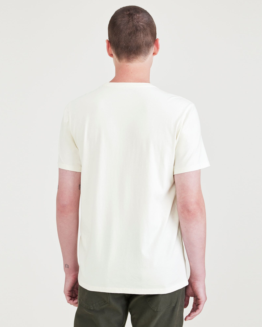 Back view of model wearing Egret Imprint Graphic Tee, Slim Fit.
