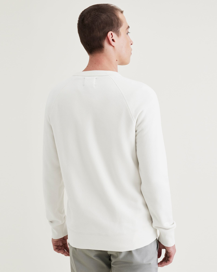 Back view of model wearing Egret Original Crewneck Sweatshirt, Regular Fit.
