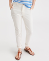 View of model wearing Egret Weekend Chinos, Slim Fit: Premium Edition.