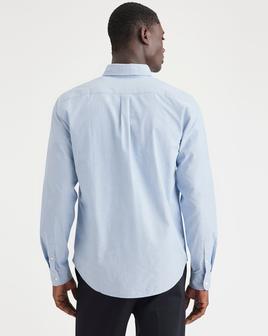 Back view of model wearing End On End Delft Essential Button-Up Shirt, Classic Fit.