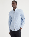 Front view of model wearing End On End Delft Essential Button-Up Shirt, Classic Fit.