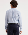 Back view of model wearing End On End Delft Signature Stain Defender Shirt, Classic Fit.
