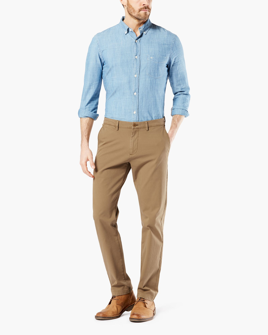 Front view of model wearing Ermine Motion Chinos, Tapered Fit (Big and Tall).
