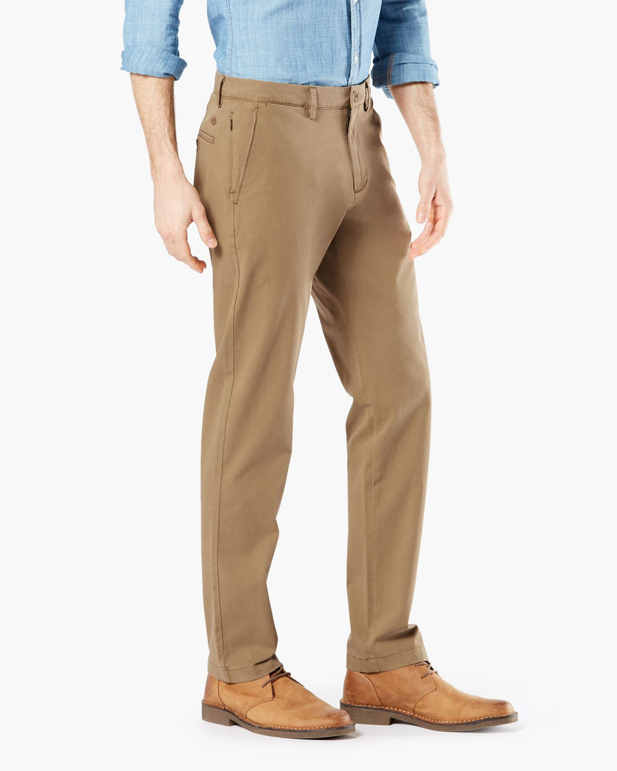 Side view of model wearing Ermine Motion Chinos, Tapered Fit (Big and Tall).