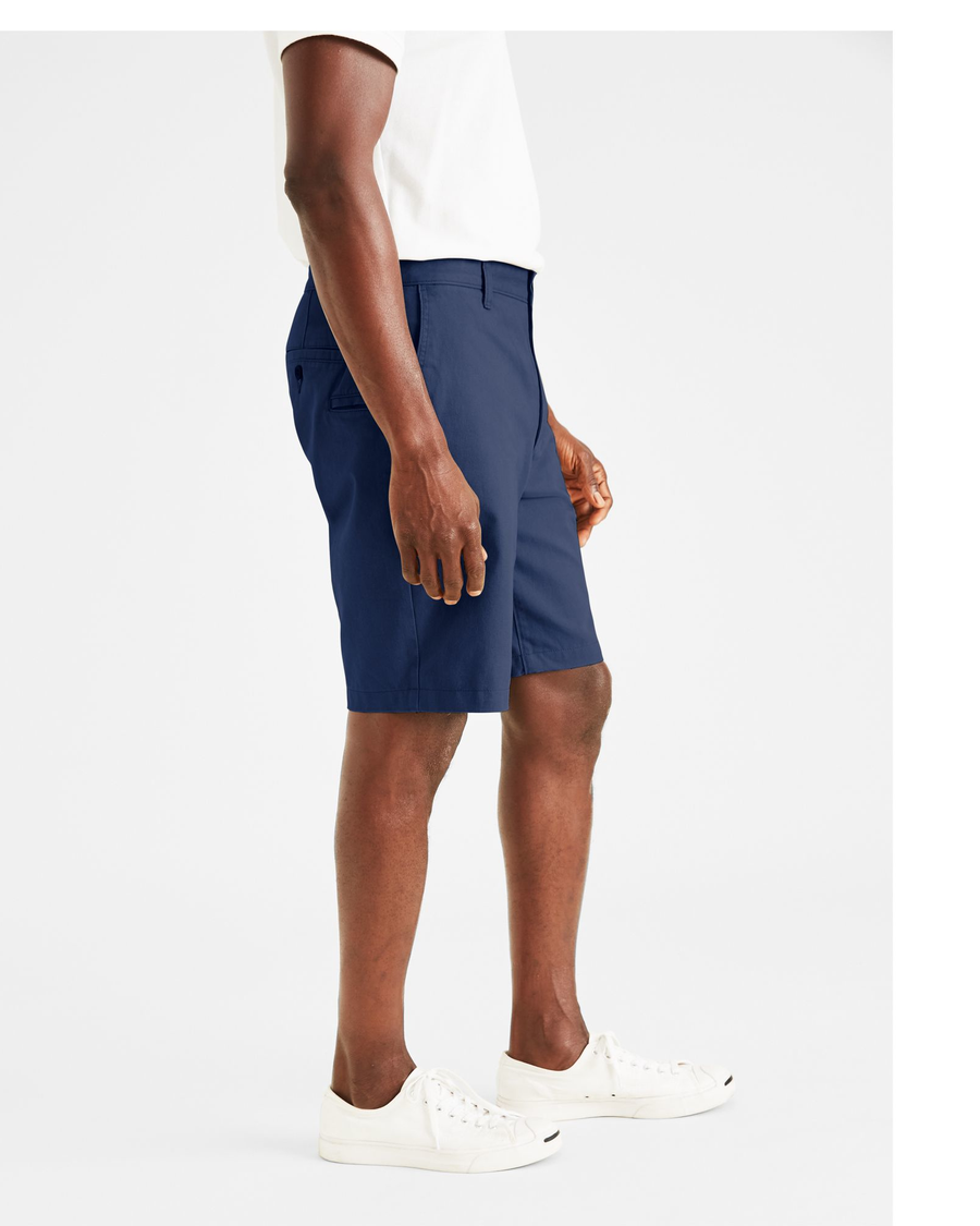 Side view of model wearing Estate Blue Perfect 10.5" Shorts.