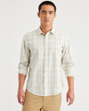 Front view of model wearing Evergreen Lint Casual Shirt, Regular Fit.
