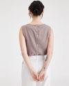 Back view of model wearing Fawn Button Back Tank, Slim Fit.