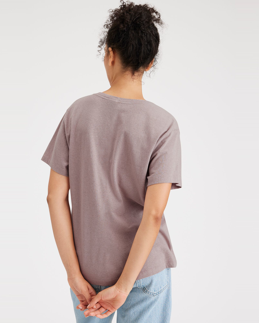 Back view of model wearing Fawn Deep V-Neck Tee, Regular Fit.
