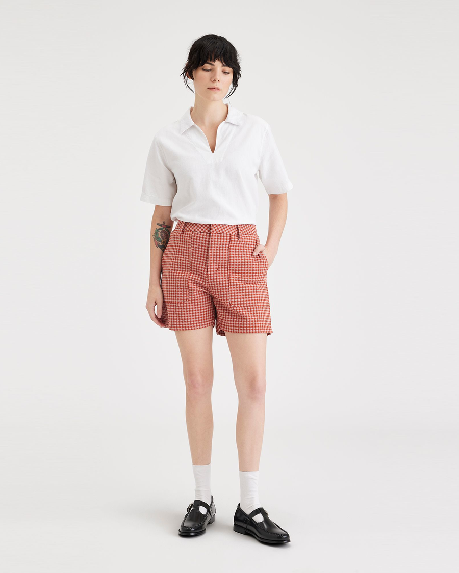Front view of model wearing Fawn Mid-Rise Short.