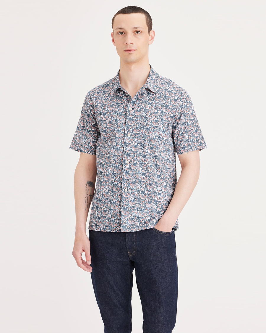 Front view of model wearing Festival Camp Collar Shirt, Regular Fit.