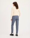 Back view of model wearing Folkstone Grey Mid-Rise Collins Trouser with Sculpt, Slim FIt.