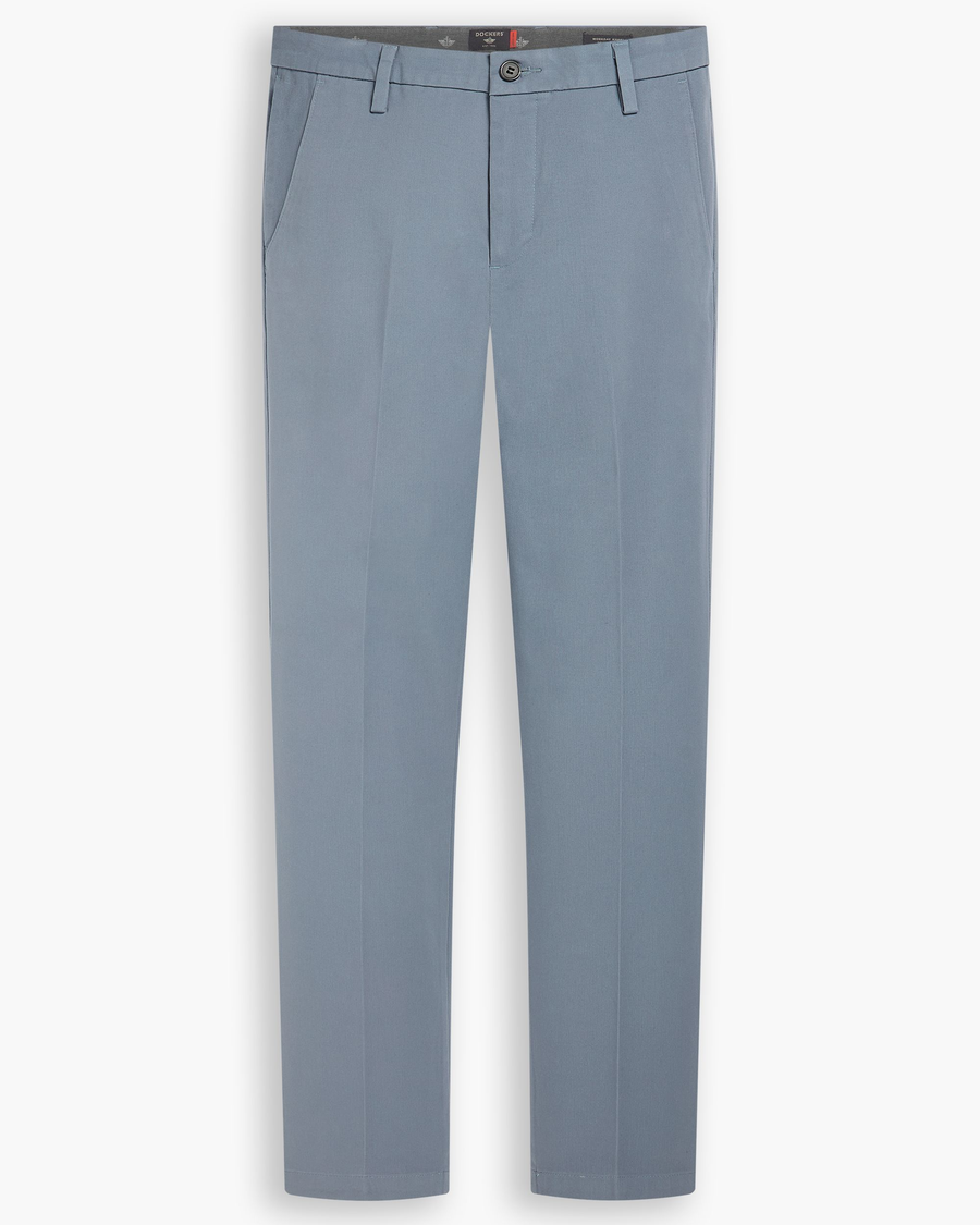 View of model wearing Folkstone Grey Workday Khakis, Slim Fit.