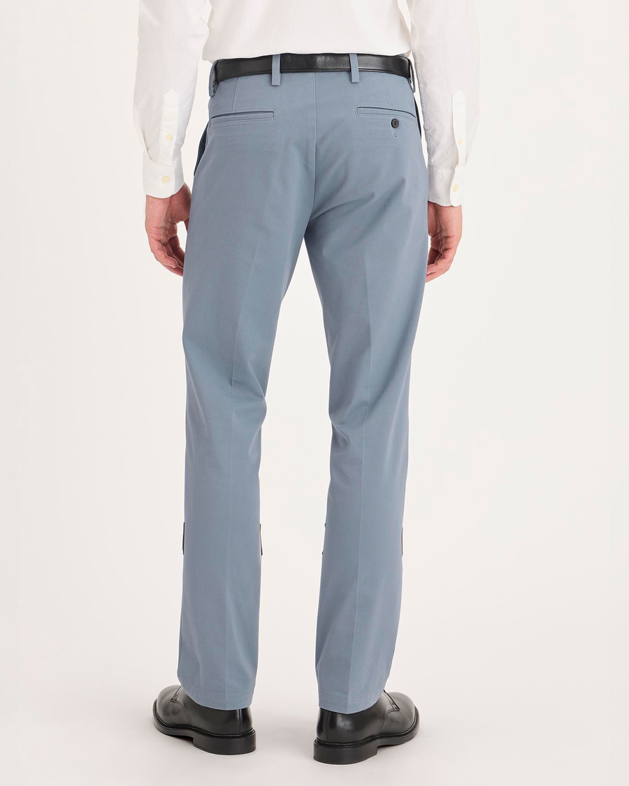 Back view of model wearing Folkstone Grey Workday Khakis, Slim Fit.