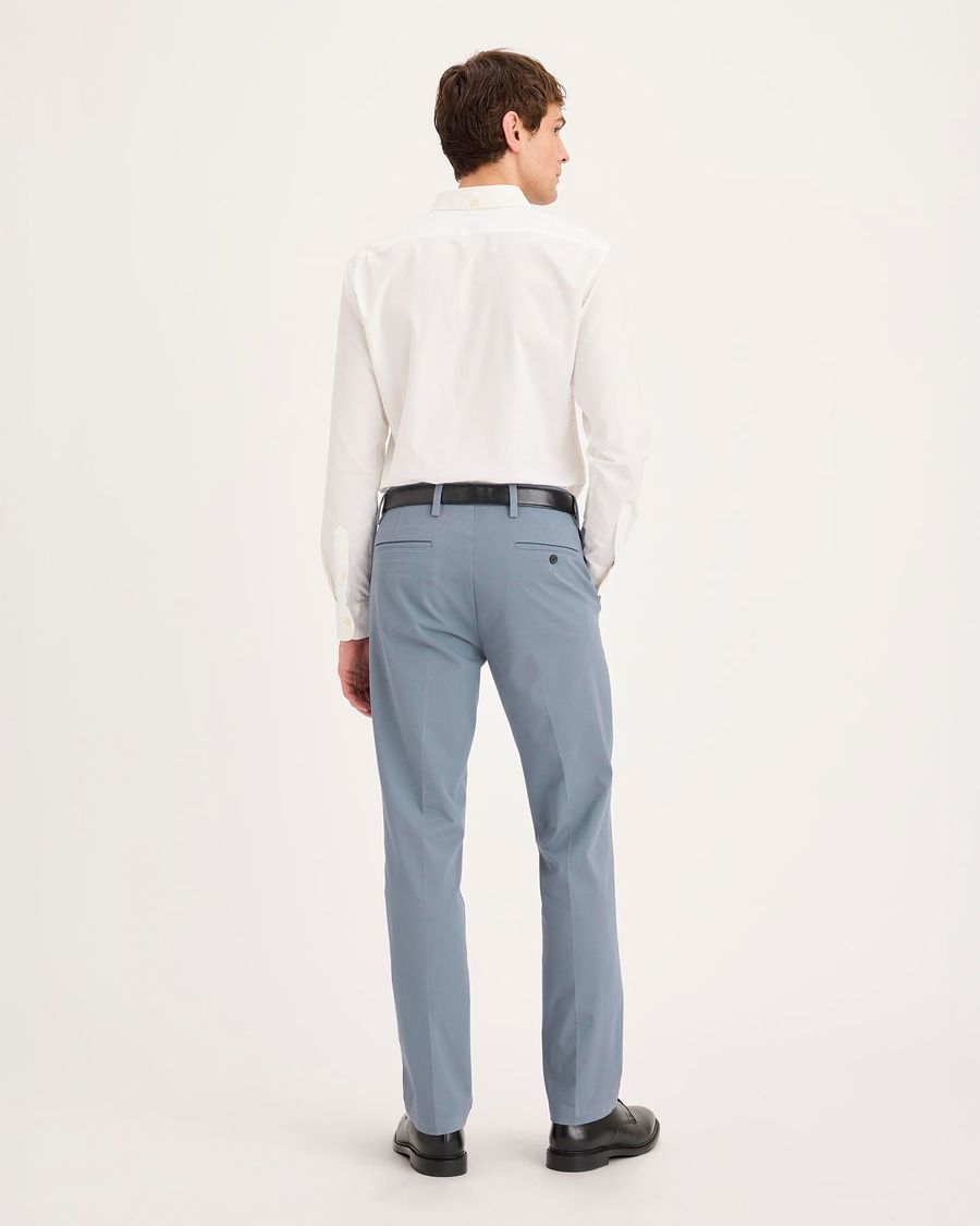 Back view of model wearing Folkstone Grey Workday Khakis, Slim Fit.