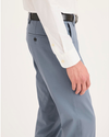 Side view of model wearing Folkstone Grey Workday Khakis, Slim Fit.