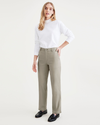 Front view of model wearing Forest Fog Original Chinos, High Waisted, Straight Fit.