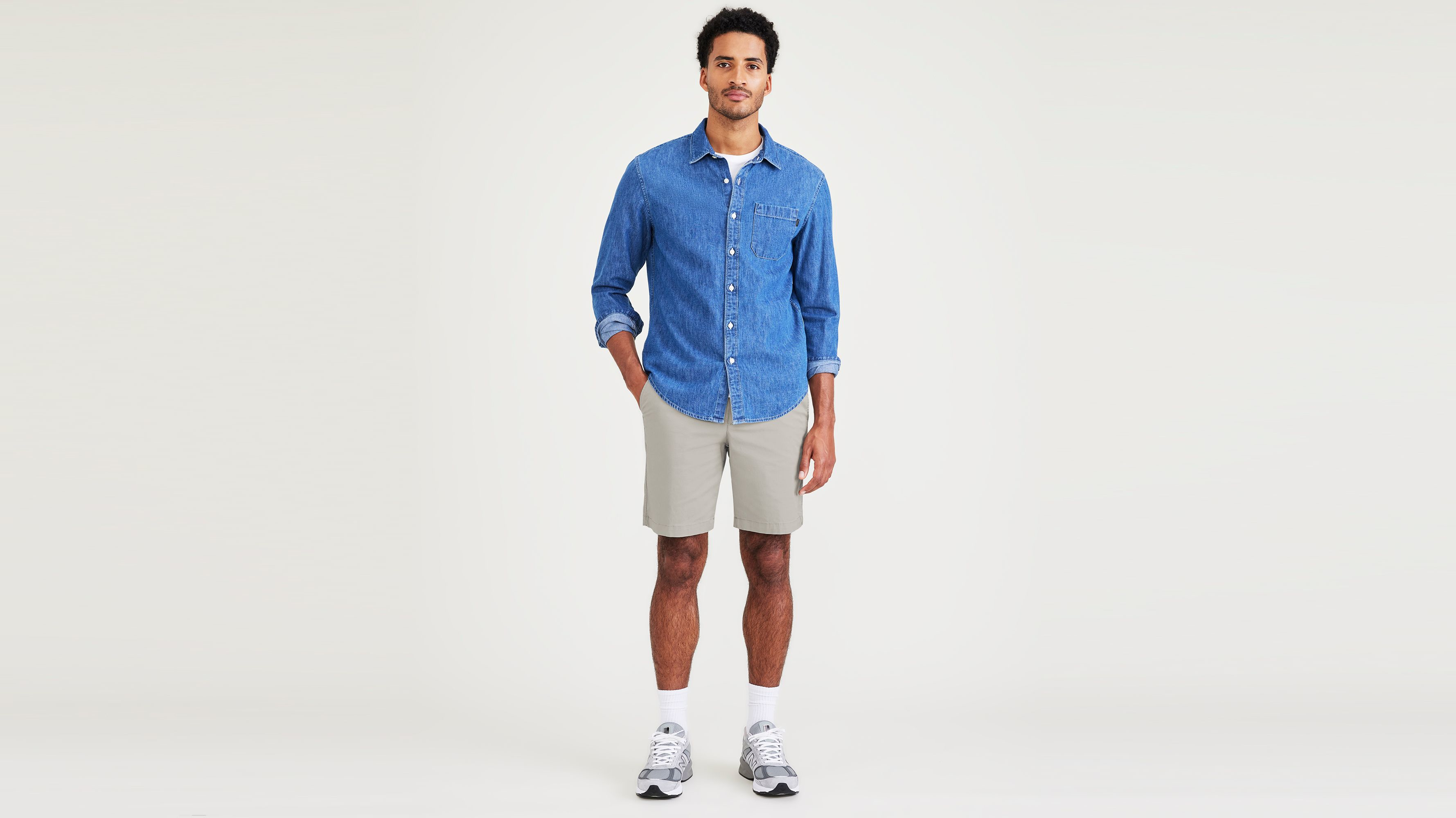 Vintage Dockers jean shorts Mens 34. Blue cotton... - Depop