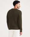 Back view of model wearing Forest Night Crewneck Sweater, Regular Fit.