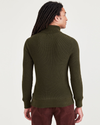 Back view of model wearing Forest Night Turtleneck Sweater, Regular Fit.