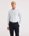 Front view of model wearing Fortuna Poplin Lucent White Crafted Shirt, Slim Fit.