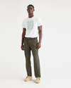 Front view of model wearing Green Crisp Original Chinos, Relaxed Tapered Fit.