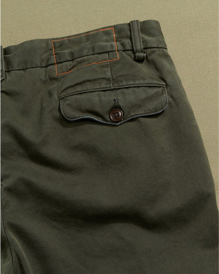 View of model wearing Green K-1 Coin Pocket Trouser - 34 x 29.