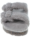View of  Grey 2 Buckle Sherpa Slippers.