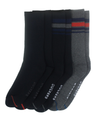 Front view of  Grey Black 1/2 Cushion Ribbed Crew Sock with Pattern, 3 Pack.