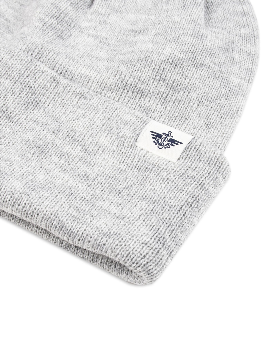 View of  Grey Double Knit Recycled Fisherman Beanie.