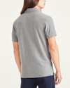 Back view of model wearing Grey Heather Rib Collar Polo, Slim Fit.