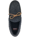 View of  Grey Rolled Collar Wool Moccasin Slippers.