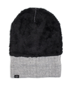 Back view of  Grey Two tone Beanie with Sherpa Lining.