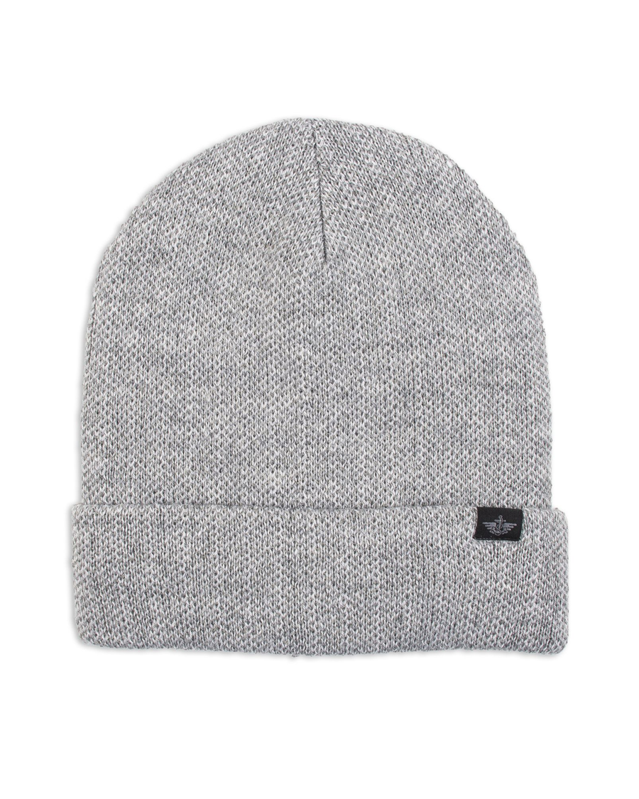 Front view of  Grey Two tone Beanie with Sherpa Lining.