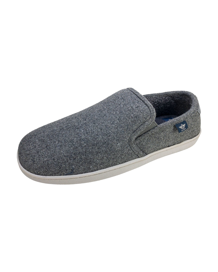 Front view of  Grey Wool Slip-on Slippers.