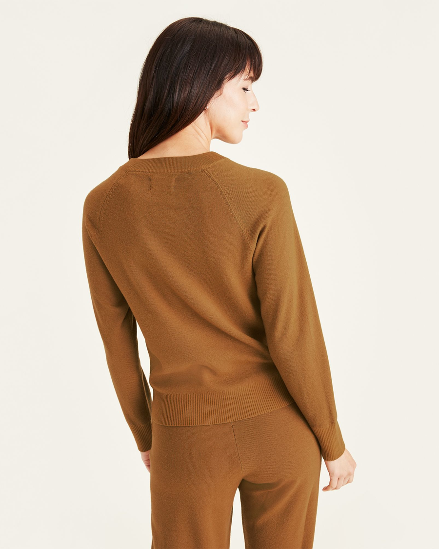 Back view of model wearing Guarana Spice Crewneck Sweater, Classic Fit.