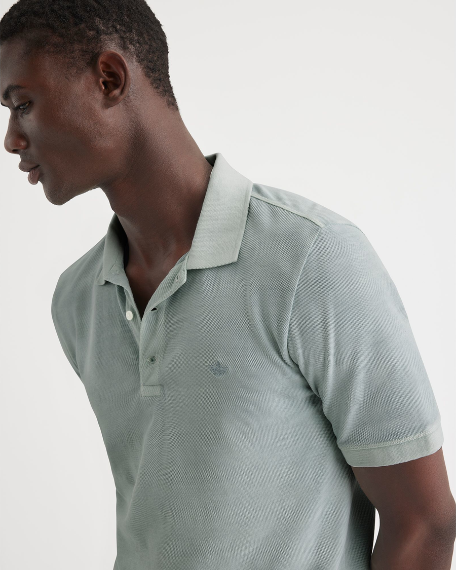 View of model wearing Harbor Grey Original Polo, Slim Fit.