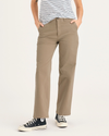 Front view of model wearing Harvest Gold Blake Chino, High Straight Fit.