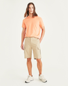 Front view of model wearing Harvest Gold Cargo 9" Shorts, Classic Fit.